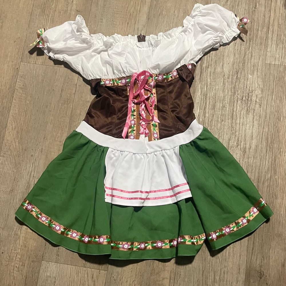 Leg Avenue Green, White & Brown Bavarian-Style Girls Costume Dress